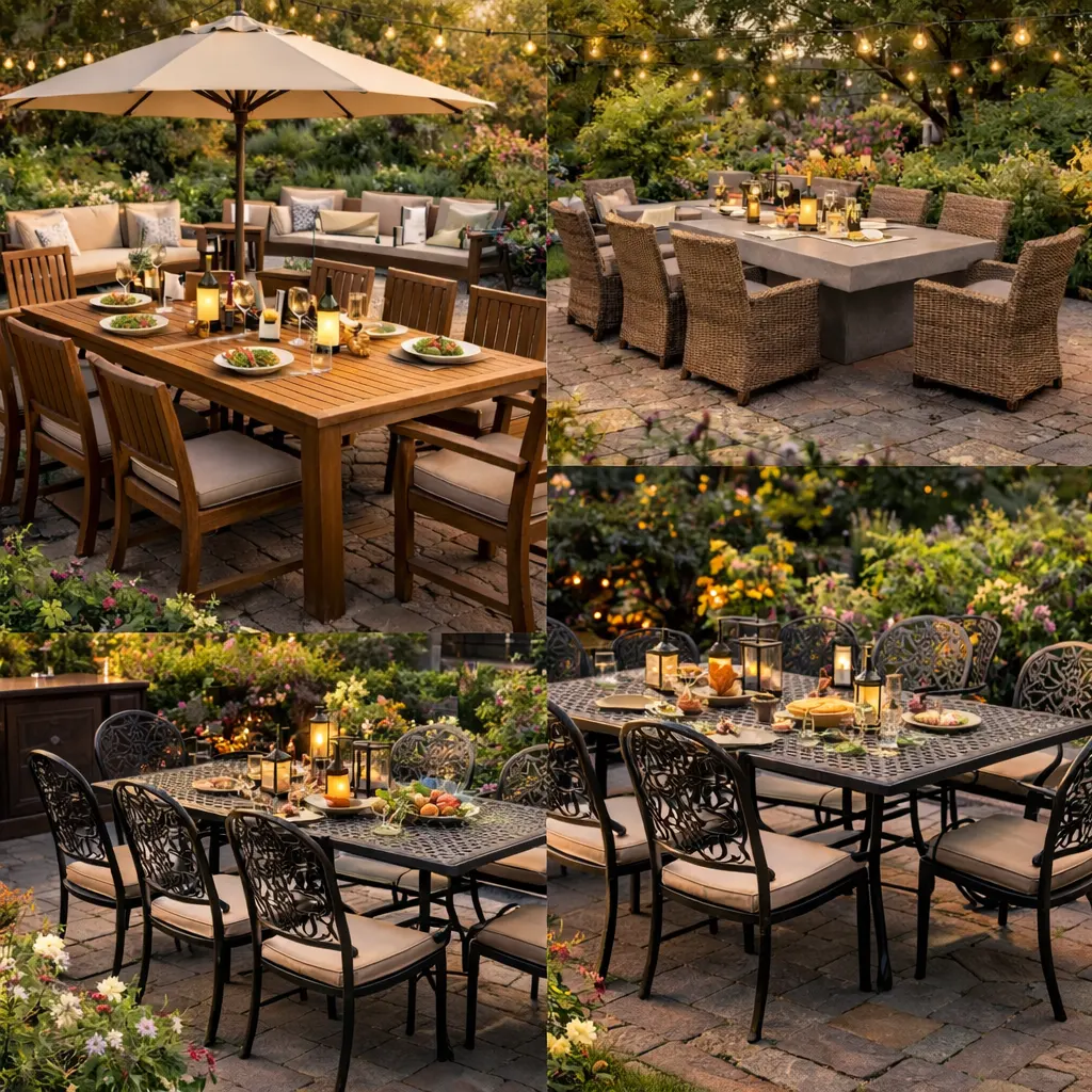 Patio dining sets with umbrellas and chairs, ideas for the best outdoor tables and chairs