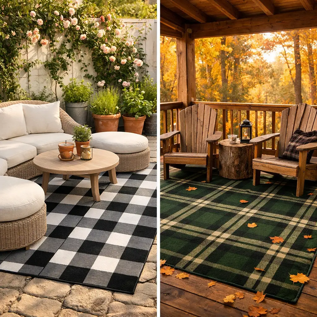checkered and Bold Pattern Outdoor Rugs