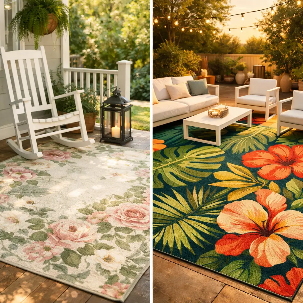 Floral and Botanical Outdoor Rugs