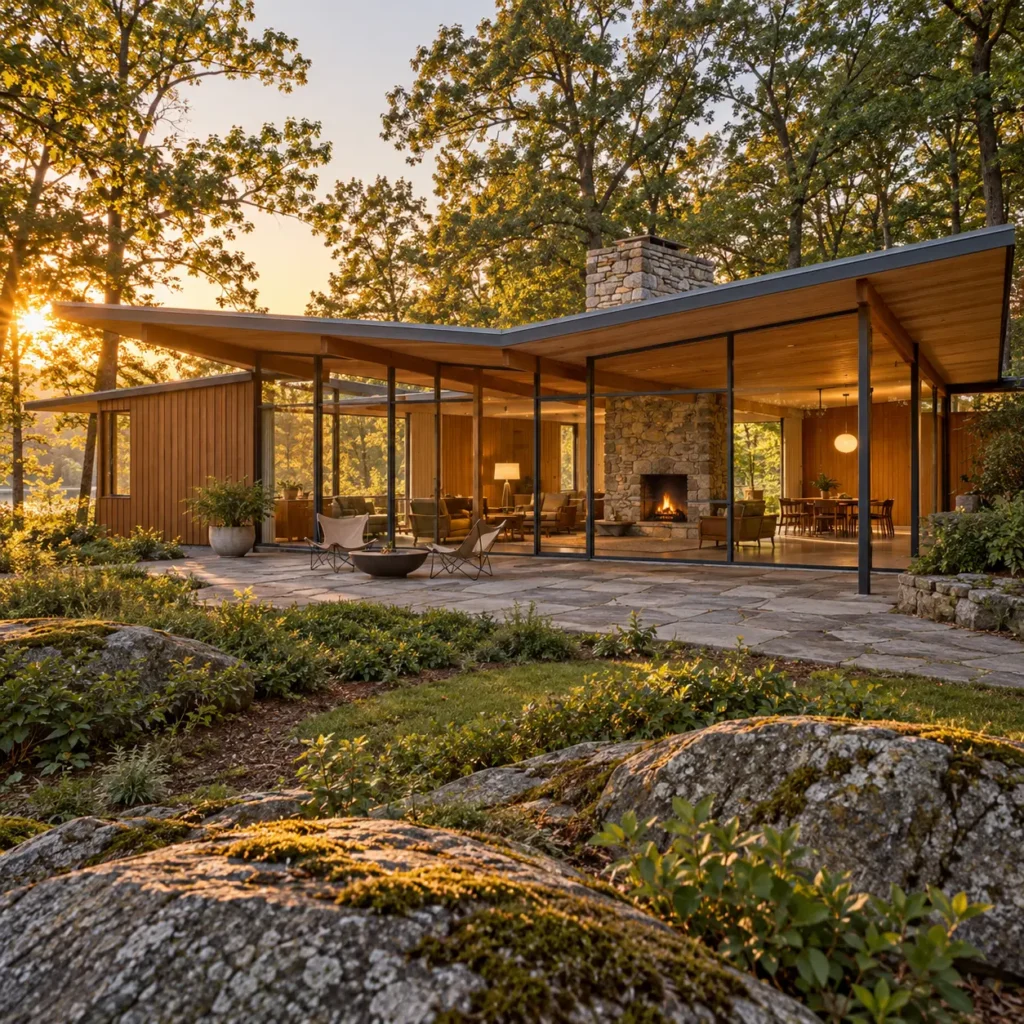 Woodland mid-century glass residence