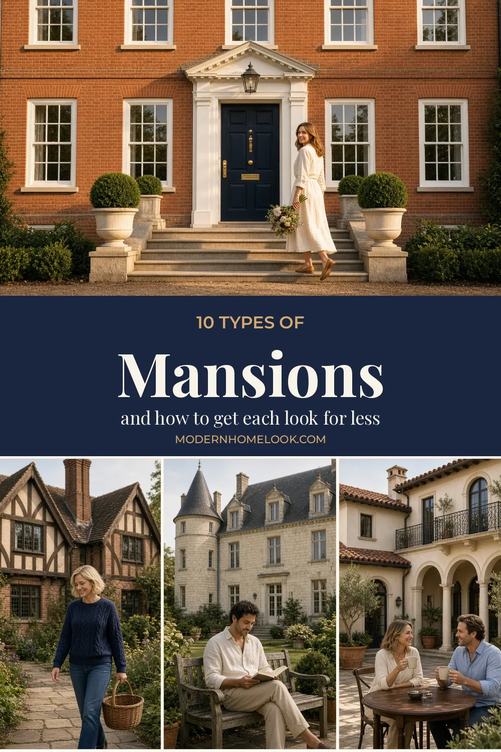 10 types of mansions and how to get each look for less, with Georgian, Tudor, French château and Mediterranean mansion styles