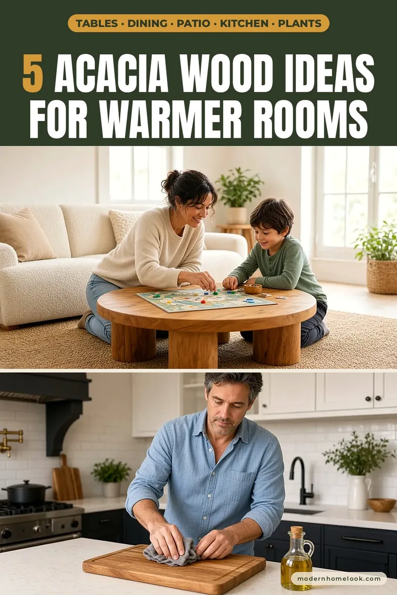 5 Acacia Wood Ideas for Warmer Rooms, From Coffee Tables to Plant Stands