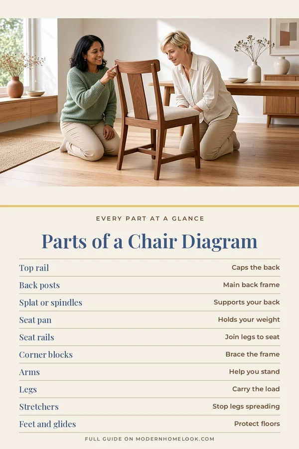 Parts of a Chair Diagram: 10 Chair Part Names and What Each One Does
