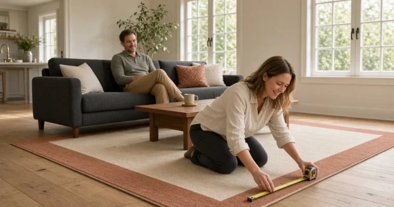 Rug sizes chart for living rooms, bedrooms, and hallways with standard 5x7, 8x10, and 9x12 layouts